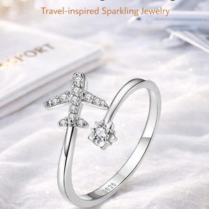 Adjustable Airplane Ring Sterling Silver