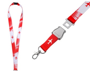 Red & White Airplane Lanyard