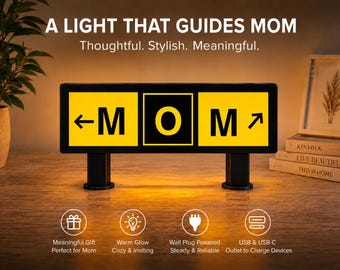 MOM Runway Lamp with Dimmer | Personalized LED Desk Light | Mother’s Day Gift  | Aviation Decor for Mom