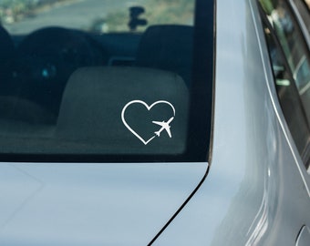 Heart Airplane Aviation Pilot Decal Sticker