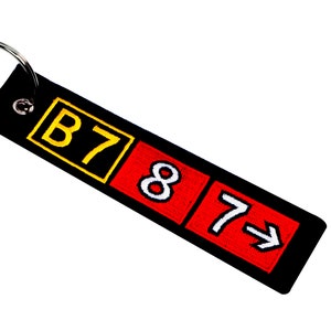 Boeing 787 Airport Taxiway Sign Embroidered Keychain