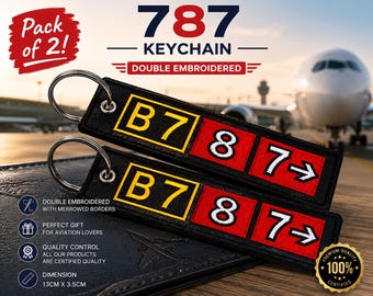 2 Pcs Boeing 787 Airport Taxiway Sign Embroidered Keychain