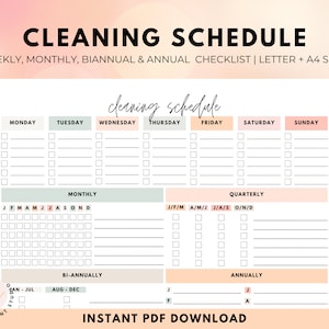 Cleaning Schedule, Chore Chart, Cleaning Checklist, Cleaning Planner, Digital, Printable