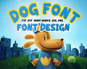 Dog Paw Cartoon Font, Bold Comic Typeface (Digital Download) Children Puppy Dog Design Footprint
