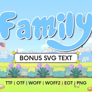 Family Font Cartoon SVG Inspired Design Movie-Inspired Font | Playful Aussie TV Font Kids and Crafts | Digital Font SVG Bundle Included!