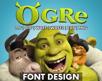 Ogre Font & SVG Inspired Design Movie-Inspired Font | Cartoon Font for Kids and Crafts | Digital Font SVG Bundle Included!