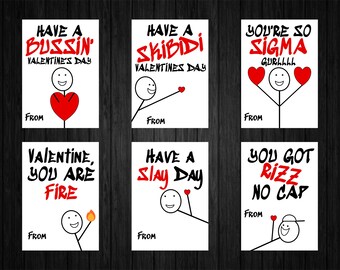 PDF Printable Slang Valentine&#39;s Day Cards, Classroom or Kids Valentine, Teen Tween School Valentines, Boys Valentines, Funny Valentine Card