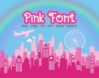 Pink Font SVG Inspired Design Movie-Inspired Font | Retro 80s Dreamhouse Aesthetic | Digital Font SVG Bundle Included!