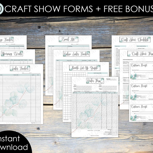 Craft show planner, Order Tracker, Craft Show Forms