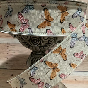 1.5&quot; x 5 Yard Spring Butterfly Ribbon - Wired Ribbon - All Occasion Ribbon - Ribbon For Bows, Wreaths And Home Decor