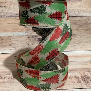 2.5" x 5 Yard Wired Christmas Tree Ribbon - Christmas Ribbon - Ribbon For Bows, Wreaths And Home Decor