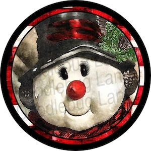Snowman Wreath Sign-Round Sign- Sign For Wreath- Metal Wreath Sign-Snowman Sign-Doodlebug Lane Signs-Winter Sign - Christmas Sign