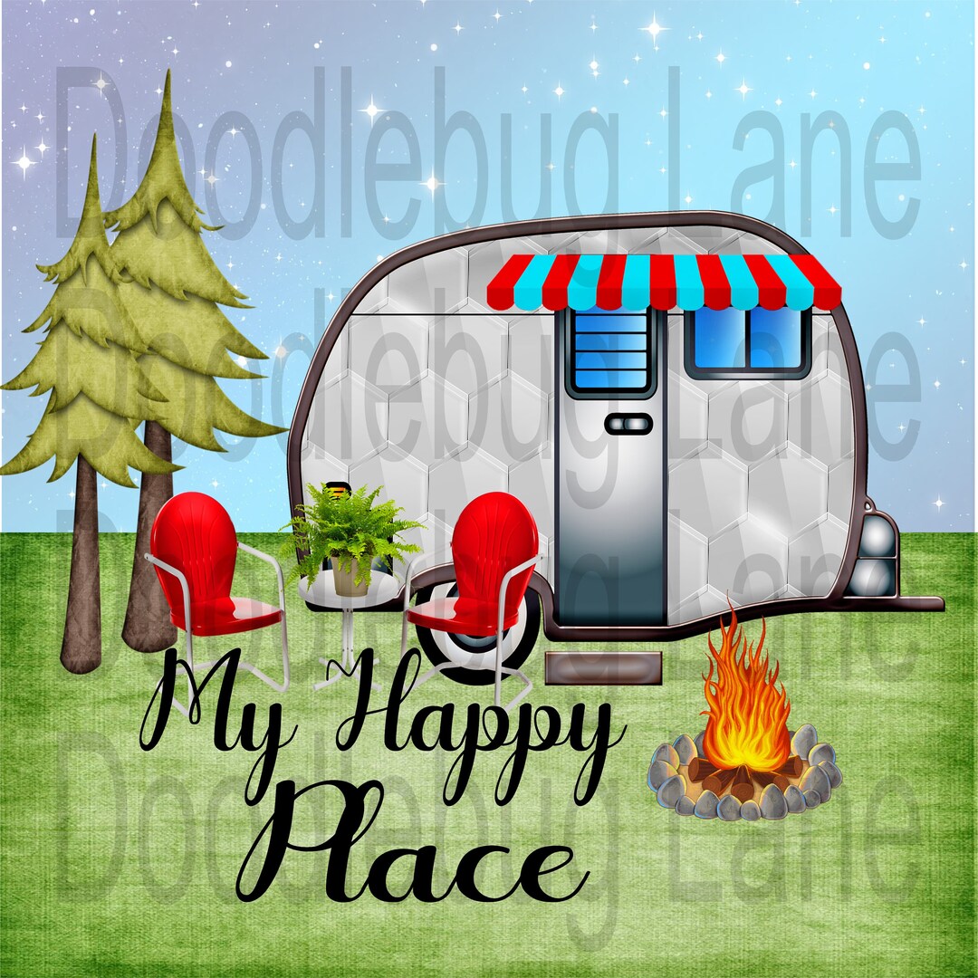 Metal Wreath Sign My Happy Place Camping Sign Summer Sign Square Sign