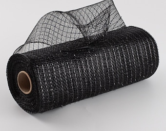 Poly Deco Mesh - Metallic Black Deco Mesh - 10&quot; x 10 yds - RE130102
