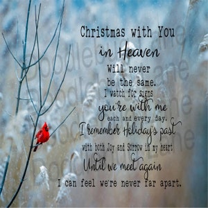 Christmas Wreath Sign - Memorial Sign - Cardinal Decor - Metal Wreath Sign - Square Sign - Christmas With You In Heaven-Doodlebug Lane Signs