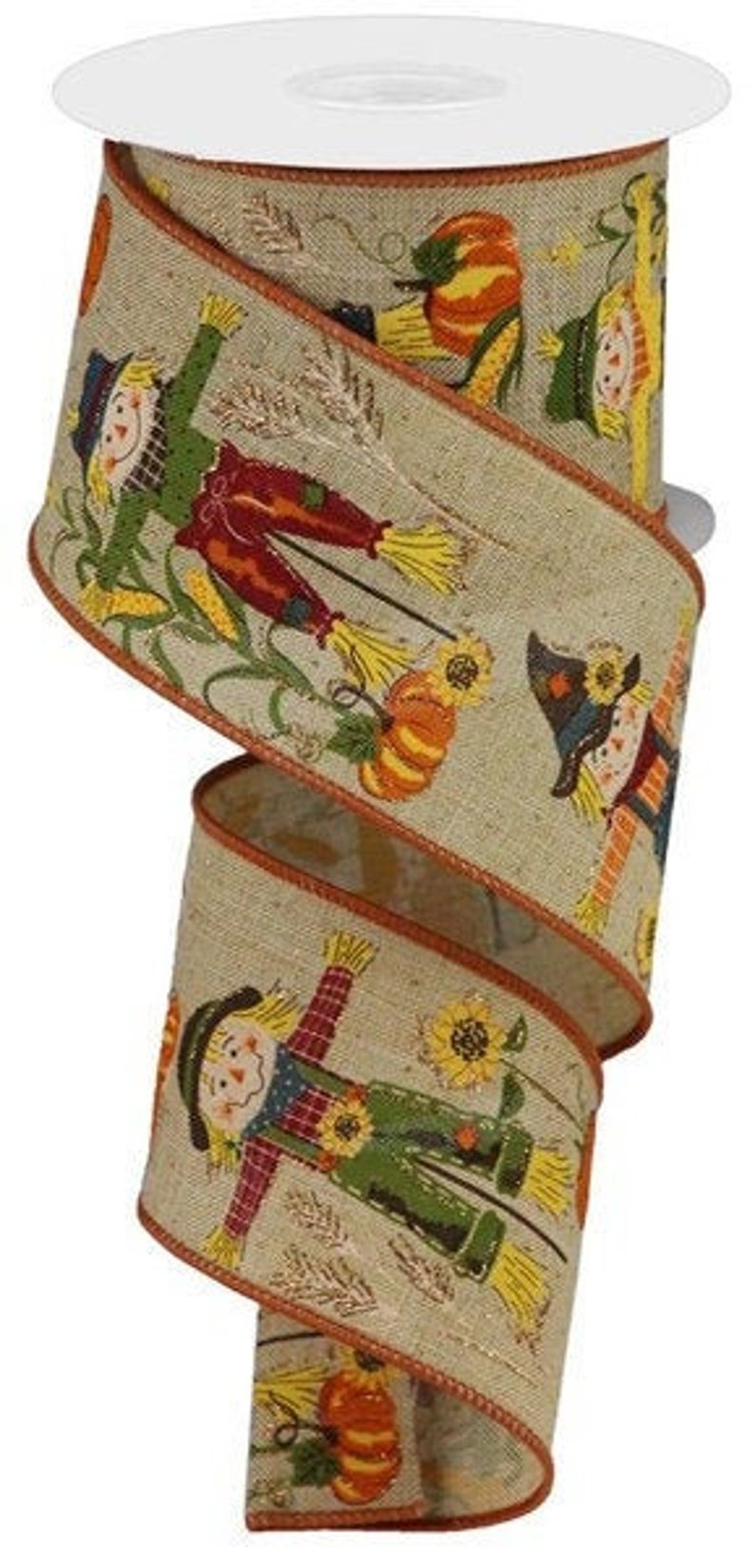 2.5 x 10 yards Fall Decor RGB127804 Scarecrow Wreath Decor Wired Ribbon Pumpkin Decor Fall Ribbon Scarecrow Ribbon