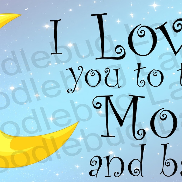 Metal Wreath Sign - I Love You To The Moon and Back - Moon And Stars Sign - Nursery Sign -  Rectangle Sign -Doodlebug Lane Signs