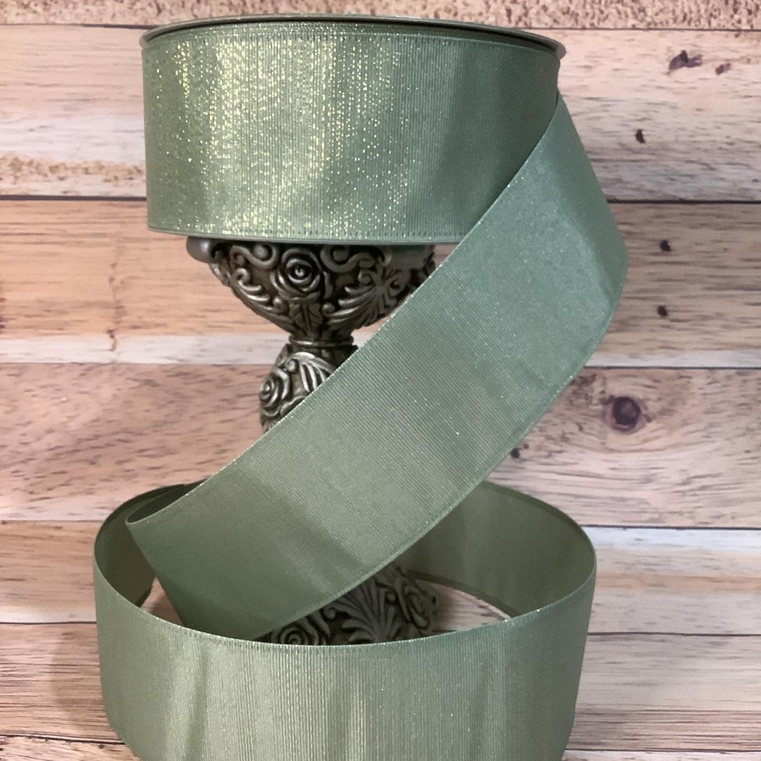 Seafoam Green With Gold Ribbon-wired Ribbon-2.5 X 5 Yards-christmas