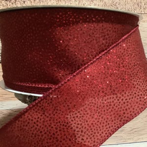 2.5&quot; x 5 Yards Red Wired Ribbon With Red Glitter Specks - All Occasion Ribbon - Christmas, Valentines Ribbon