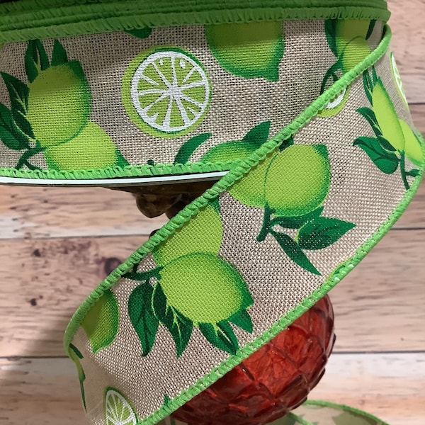 Lime Wired Ribbon-1.5" x 5 Yards-Ribbon For Bows, Wreaths, Home Decor- Ribbon With Fruit - Doodlebug Lane Signs