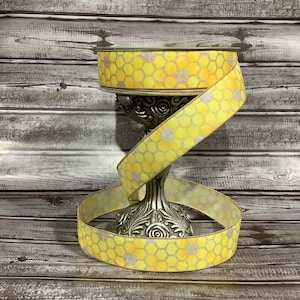 Wired Ribbon - Bee Ribbon - Honeycomb Ribbon - Spring Ribbon - Summer Ribbon - 1.5&quot; x 5 Yards - Doodlebug Lane Signs