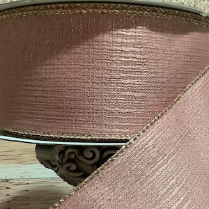 2.5&quot; x 5 Yards Wired Pink Ribbon With Gold Metallic Flakes - Wired Pink Christmas Ribbon - Ribbon For Bows, Wreaths And Home Decor