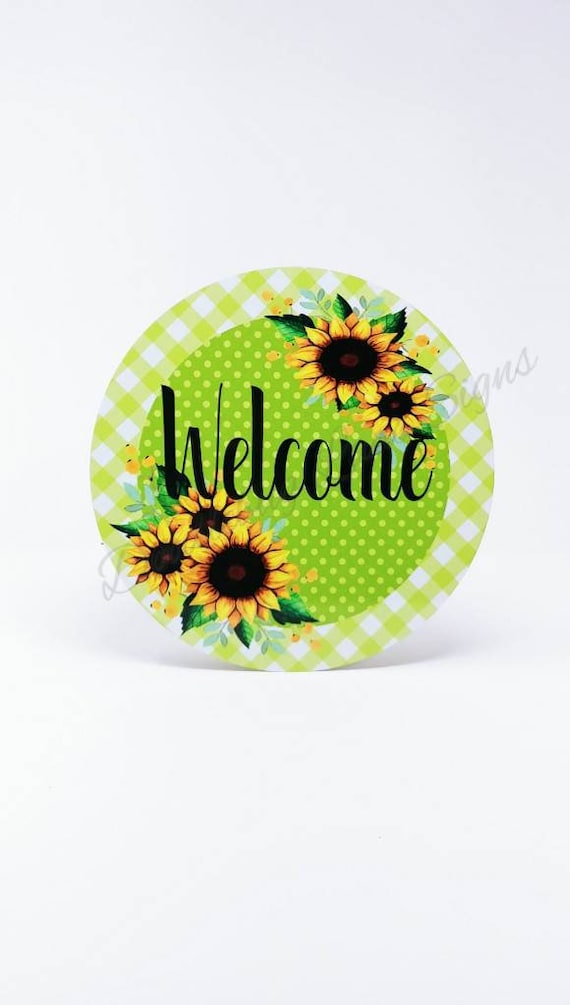 Welcome Wreath Sign Sunflower Decor Sunflower Sign Welcome Sign Farmhouse Decor Metal Wreath Sign