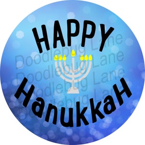 Happy Hanukkah Wreath Sign-Happy Hanukkah-Menorah Decor-Metal Wreath Sign-Round Sign-Doodlebug Lane Signs