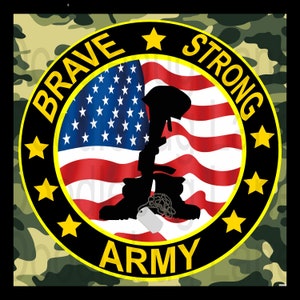 Metal Wreath Sign - Army Sign- Army-Brave-Strong - Military Sign - Memorial Day - Square Sign-Patriotic Sign- Doodlebug Lane Signs