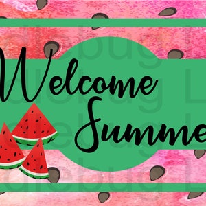Welcome Summer Watermelon Sign Summer Wreath Sign Rectangle Sign Metal ...