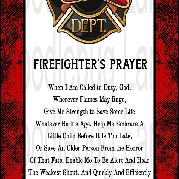 Firefighter Sign-Firefighter’s Prayer-First Responder-Firefighter Wreath-Metal Wreath Sign-Rectangle Sign-Doodlebug Lane Signs