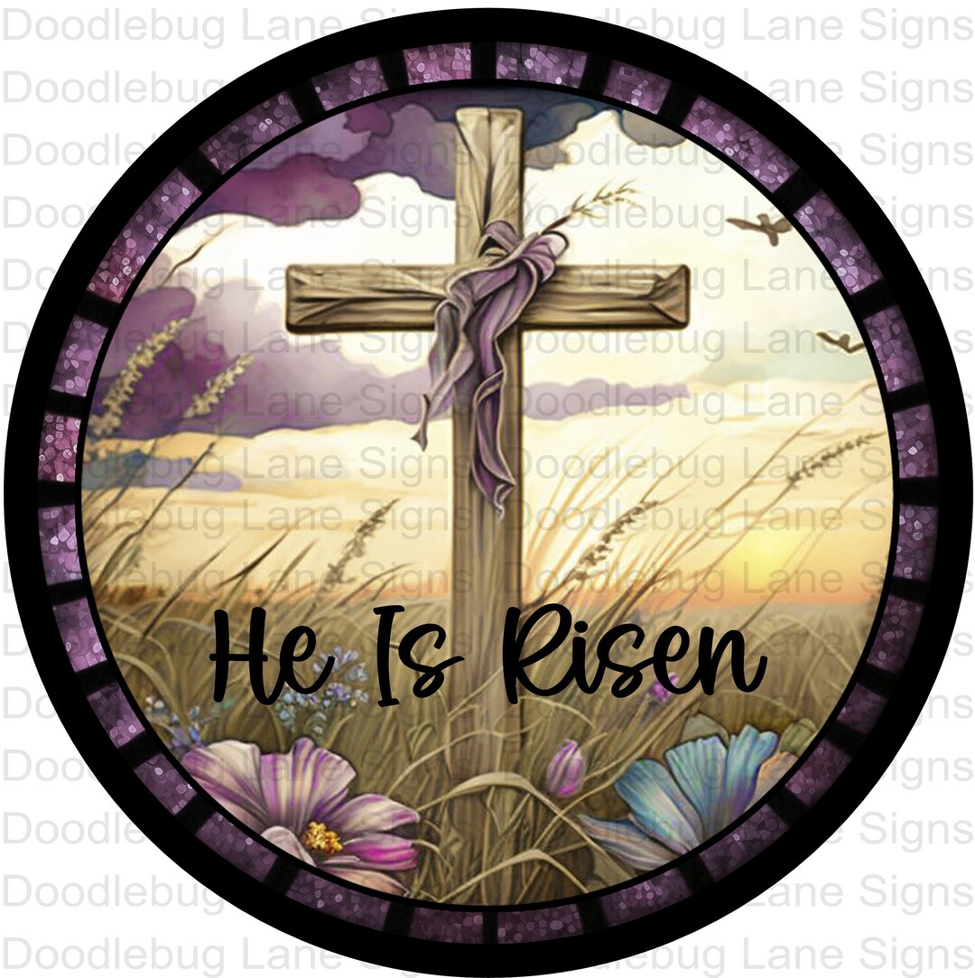 He is Risen Wreath Sign-faux Stained Glass Wreath Sign-easter Wreath ...