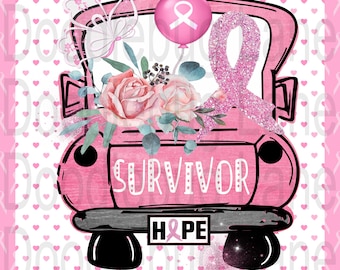 Breast Cancer Awareness Sign-Survivor Truck-Breast Cancer Decor-Cancer Awareness-Pink Ribbon-Metal Wreath Sign-Doodlebug Lane Signs