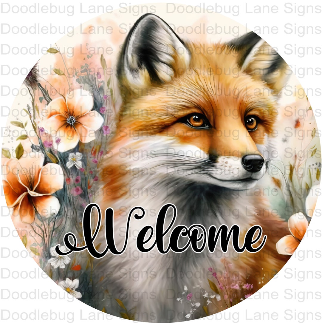 Fox Wreath Sign - Welcome Sign - Woodland Animals - Welcome Wreath Sign ...