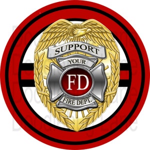Support Your Firefighter - Firefighter Decor - Firefighter Wreath Sign - Thin Red Line - Round Sign -Metal Wreath Sign- Doodlebug Lane Signs