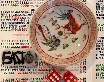 Mahjongg  vintage dragonDice dish East marker and dice set