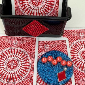 2 Piece Canasta Playing card holder  caddy and dealer chip set