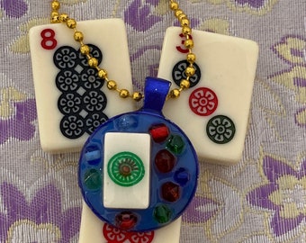 Mah Jongg tile pendant necklace