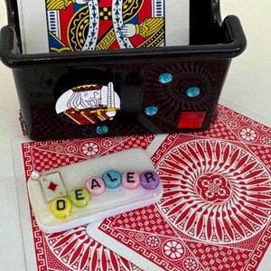 2 Piece Playing card holder  and dealer domino set