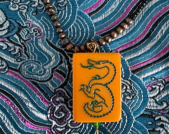 Mah Jongg  tile jewelry necklace gift