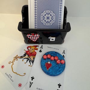 2 Piece Canasta Playing card holder  caddy and dealer chip set