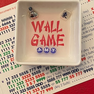Personalized mah Jongg wall game dish