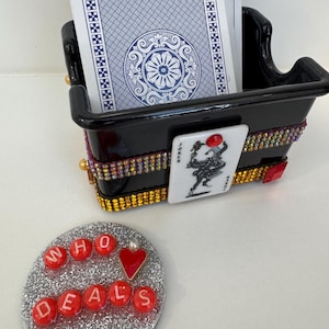 2 Piece Canasta Playing card holder  and dealer chip set