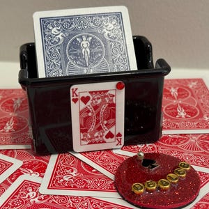2 Piece Canasta Playing card holder  and dealer chip set