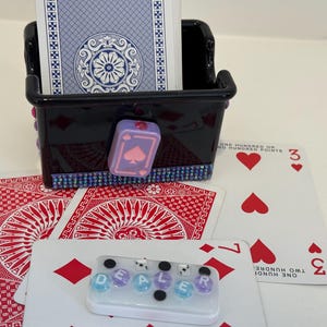 2 Piece Playing card caddy holder  and dealer domino set