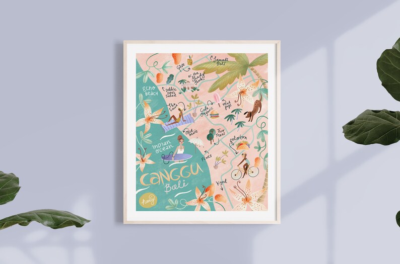 Vegan Vibes Map of Canggu \u2013 Art Print