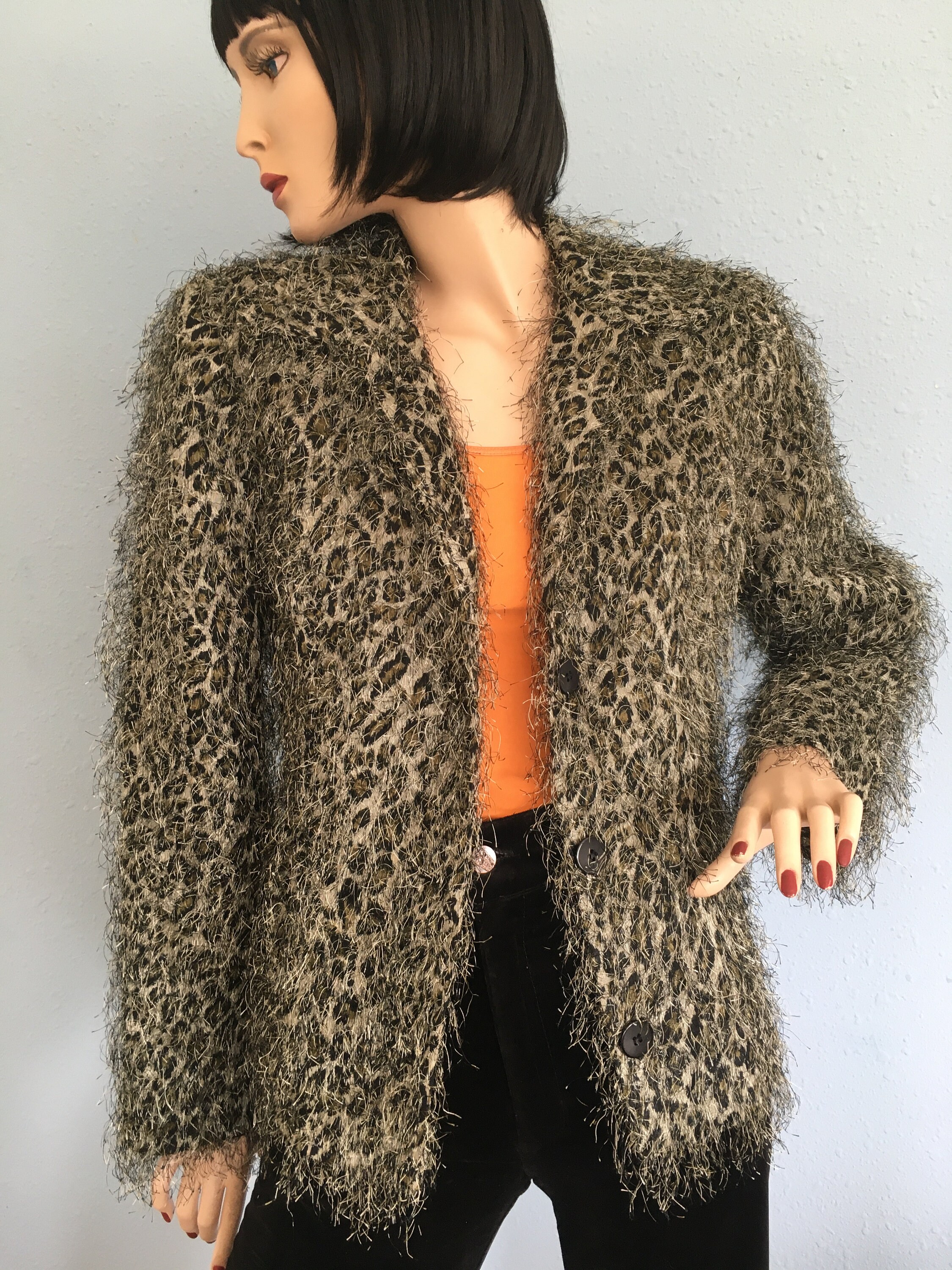 90s Fuzzy Leopard Print Jacket Small Medium / Vintage Unique | Etsy