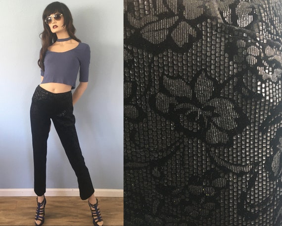 Y2K Betsey Johnson Black Velvet Pants - Medium / V