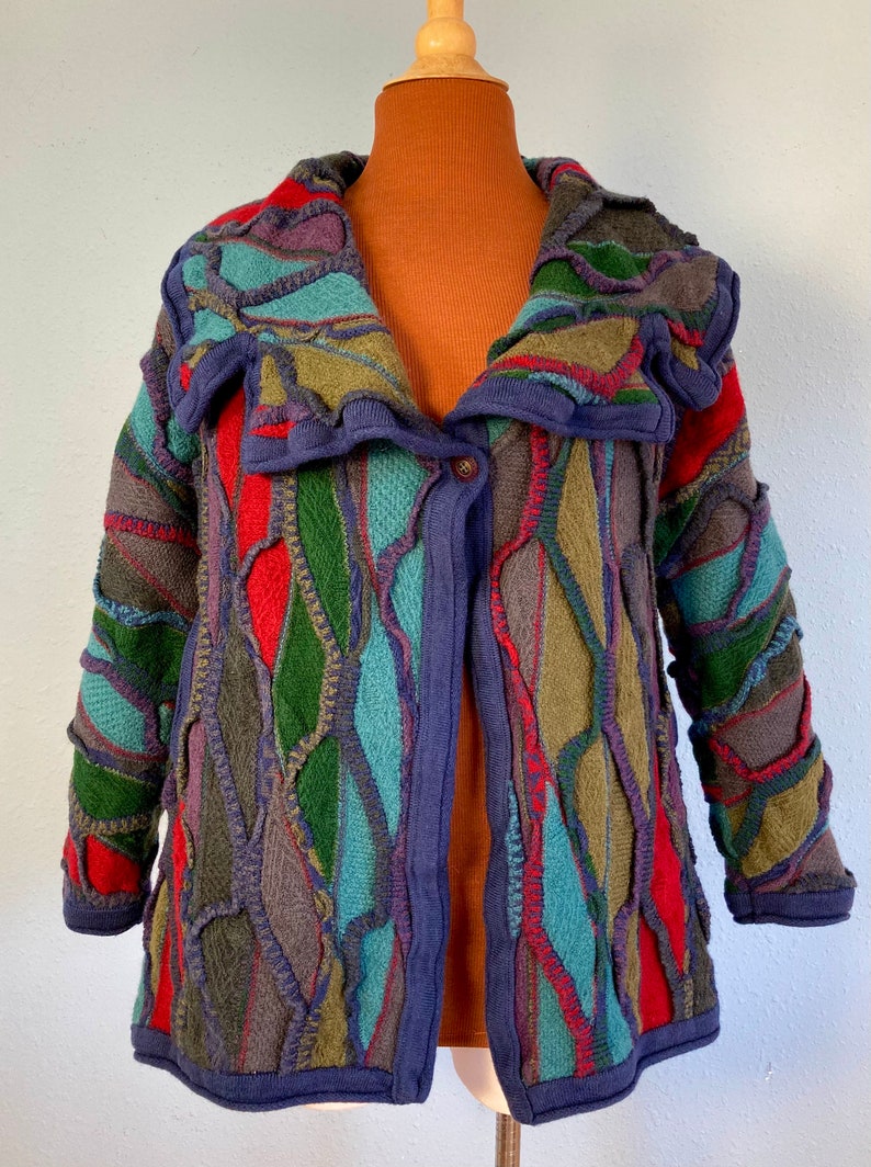 90s Coogi Rainbow Wool Cardigan Sweater Medium / Vintage 3D - Etsy