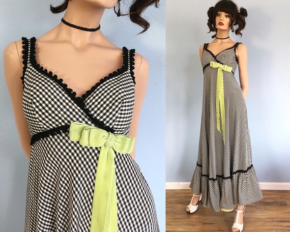 70s Cottagecore Maternity Taffeta Maxi Dress - Sma